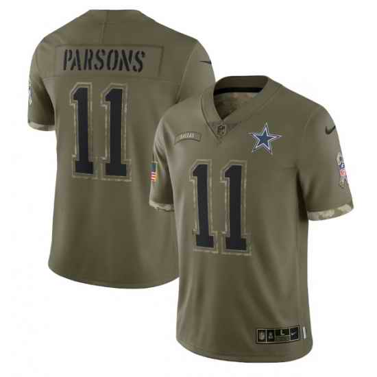 Men Dallas Cowboys 11 Micah Parsons Olive 2022 Salute To Service Limited Stitched Jersey